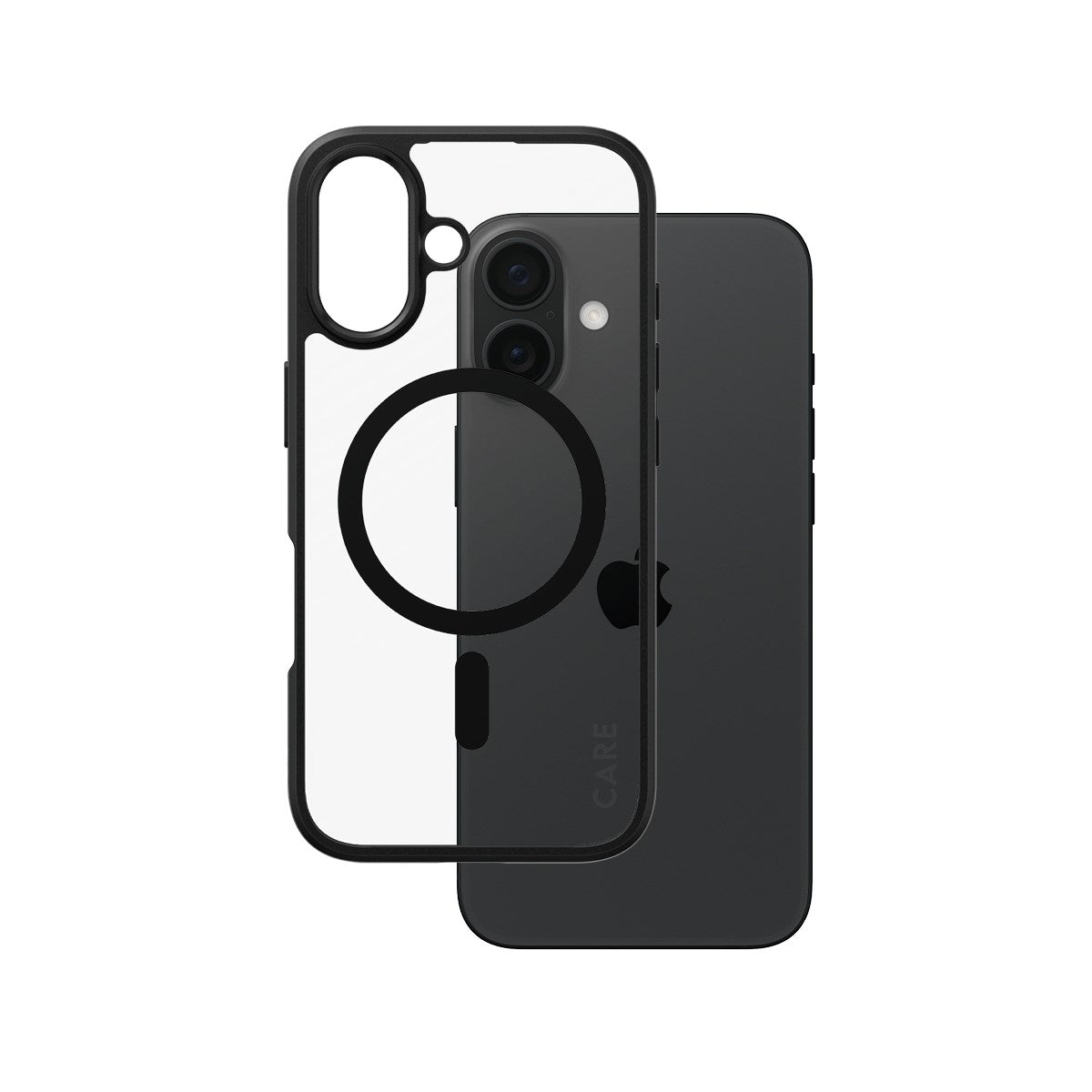 CARE by PanzerGlass® Urban Combat Case Transparent w. Black Frame & MagSafe iPhone 16